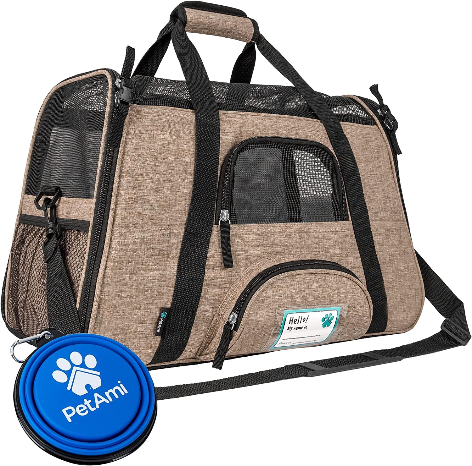 Airline Approved Pet Carrier for Cat, Soft Sided Dog Carrier Small Dog, Cat Travel Supply Accessories Indoor Cats, Ventilated Pet Carrying Bag Medium Large Kitten Puppy, Small Heather White Red