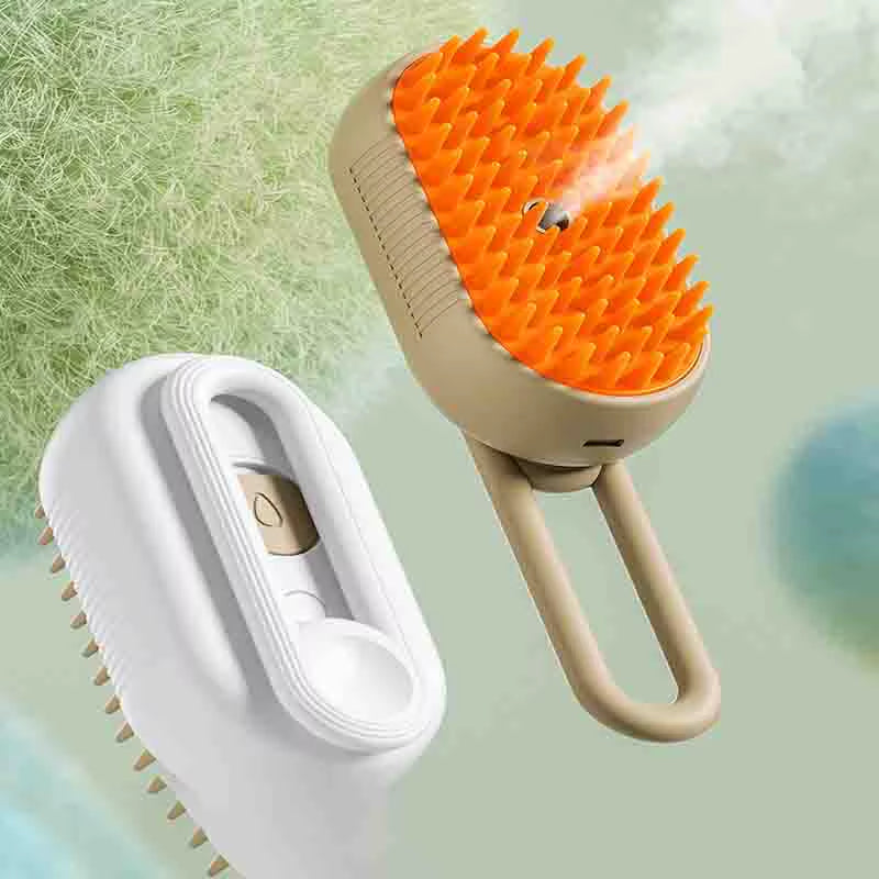 Pet Spray Massage Brush One Button Steam Spray Folding Rotatable Floating Hair Bath Hair Removal Brush Comb