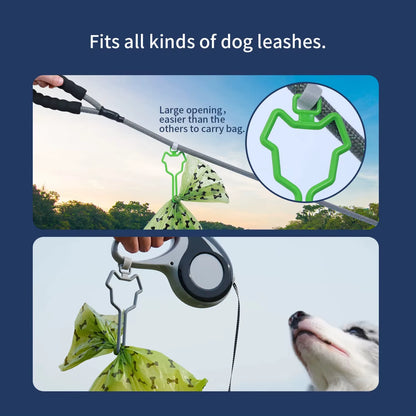 Pet Waste Bag Dispenser with Hands-Free Clip, Extendable Leash Stake and Dog Traction Rope Allocator.