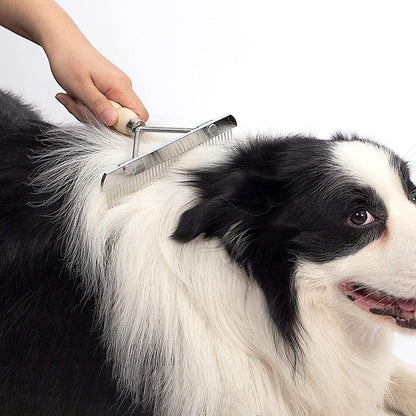 Dog Rake for Undercoat, Long Tooth Dogs Rake Brush & Stainless Steel Shedding Comb, Husky Undercoat Rake Grooming Tool Set for Large Dog Horse Longhair Cat