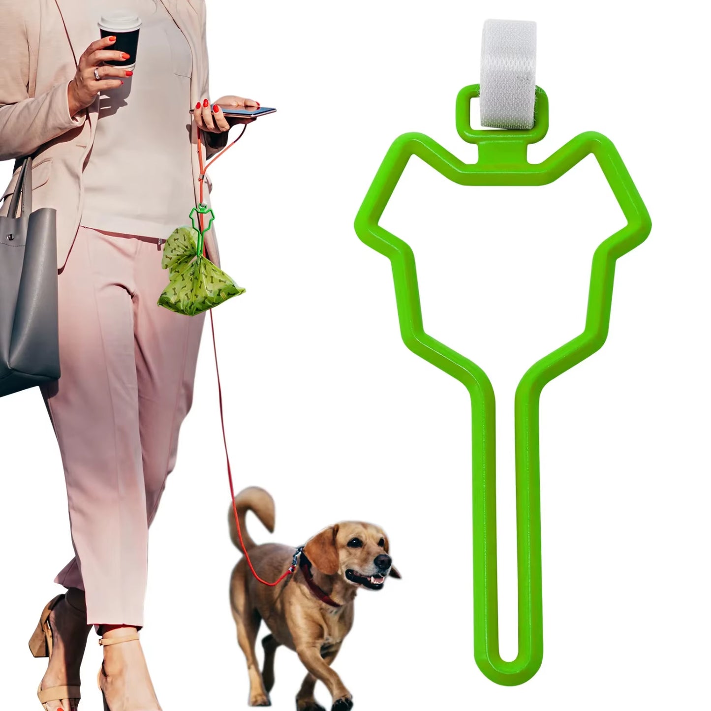 Pet Waste Bag Dispenser with Hands-Free Clip, Extendable Leash Stake and Dog Traction Rope Allocator.