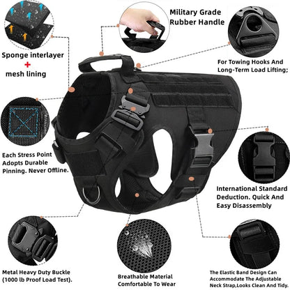 Tactical - Military Dog Harness and Leash Set for All Dog Breeds