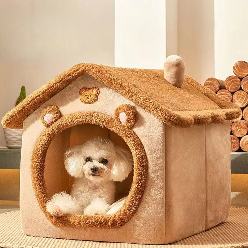 All Seasons Warm Washable Cat Dog House Indoor Soft Removable Cushion Pet Bed Kennel for Small Medium Pets Durable Pet Supplies