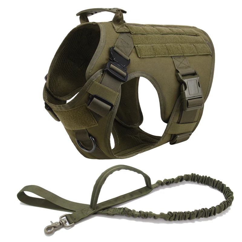 Tactical - Military Dog Harness and Leash Set for All Dog Breeds