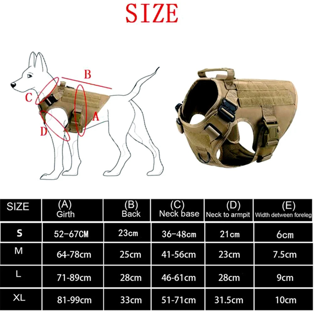 Tactical - Military Dog Harness and Leash Set for All Dog Breeds