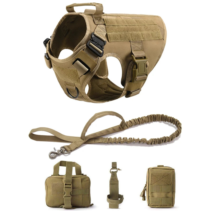 Tactical - Military Dog Harness and Leash Set for All Dog Breeds