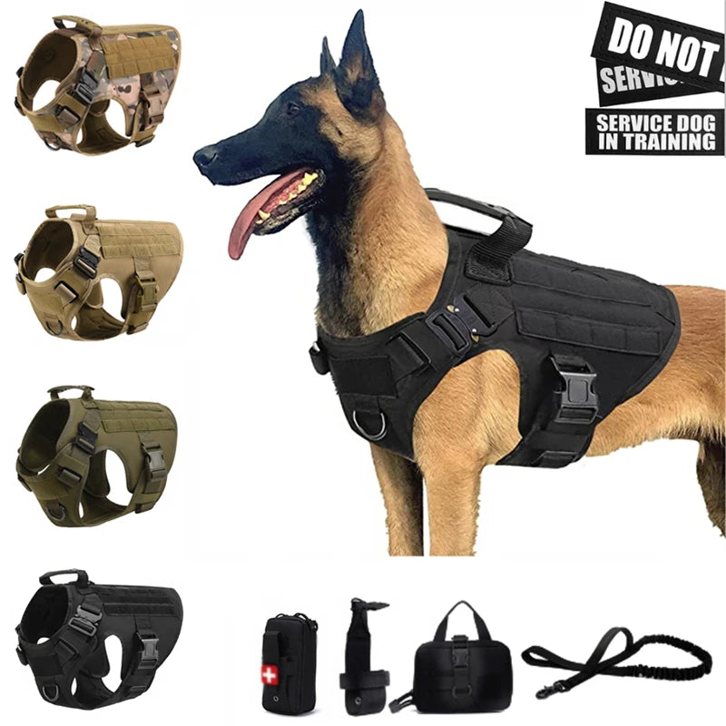 Tactical - Military Dog Harness and Leash Set for All Dog Breeds