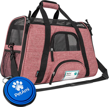 Airline Approved Pet Carrier for Cat, Soft Sided Dog Carrier Small Dog, Cat Travel Supply Accessories Indoor Cats, Ventilated Pet Carrying Bag Medium Large Kitten Puppy, Small Heather White Red