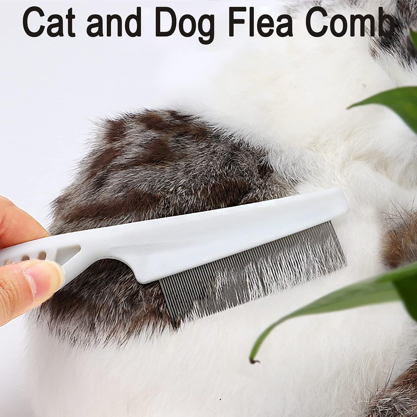 Double-Sided Undercoat Rake Comb and Flea Comb Set for Pet Grooming - Dematting Tool for Dogs and Cats (Pink/11-Tooth)