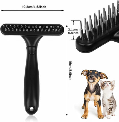 Long-Haired Dematting Tool Set: Undercoat Rake, Deshedding Comb with Stainless Steel Pins for Dogs and Cats